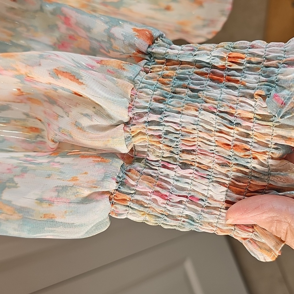 Philosophy Pastel Patterned Blouse. NWT. Long Sleeves. Size XL. - Picture 3 of 12